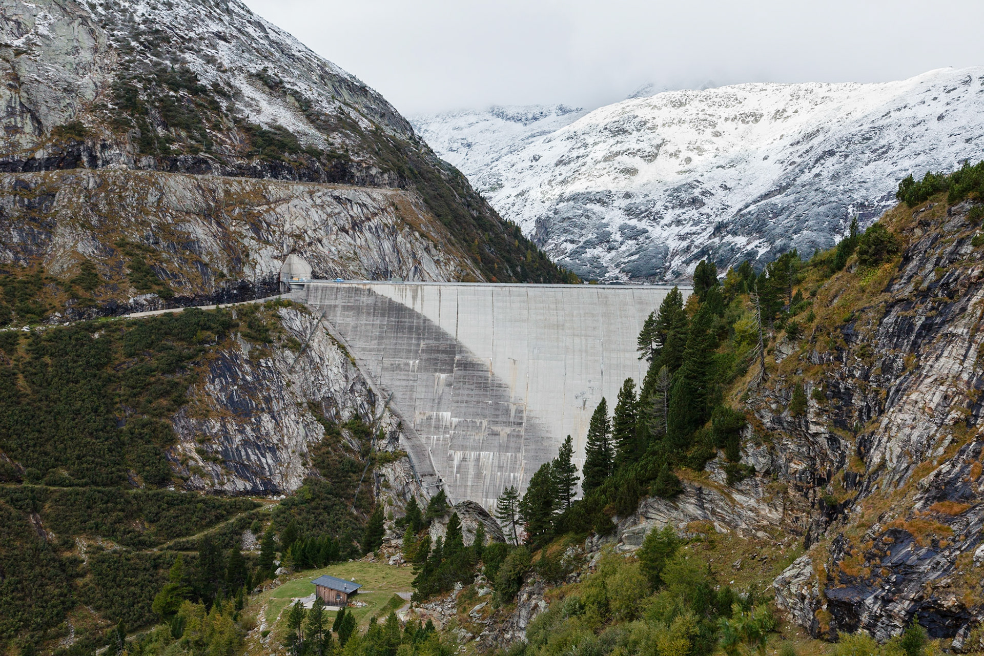 the left side of the dam