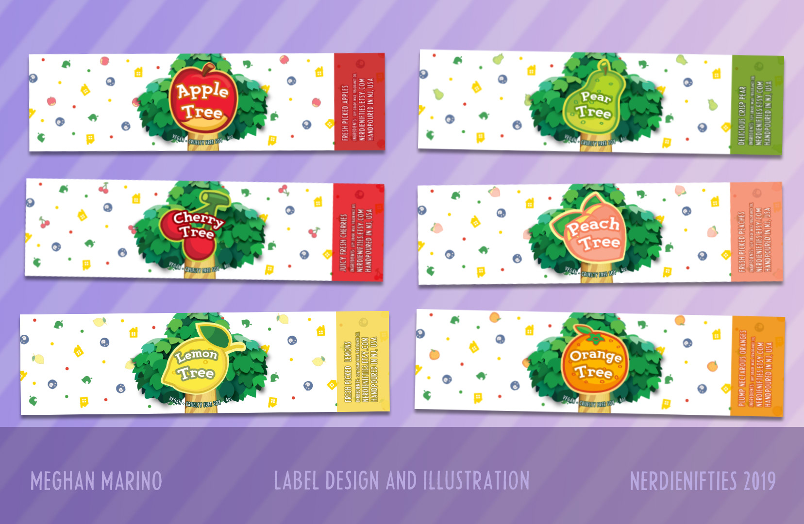 Candle Label Design and Illustration - NerdieNifties, 2019