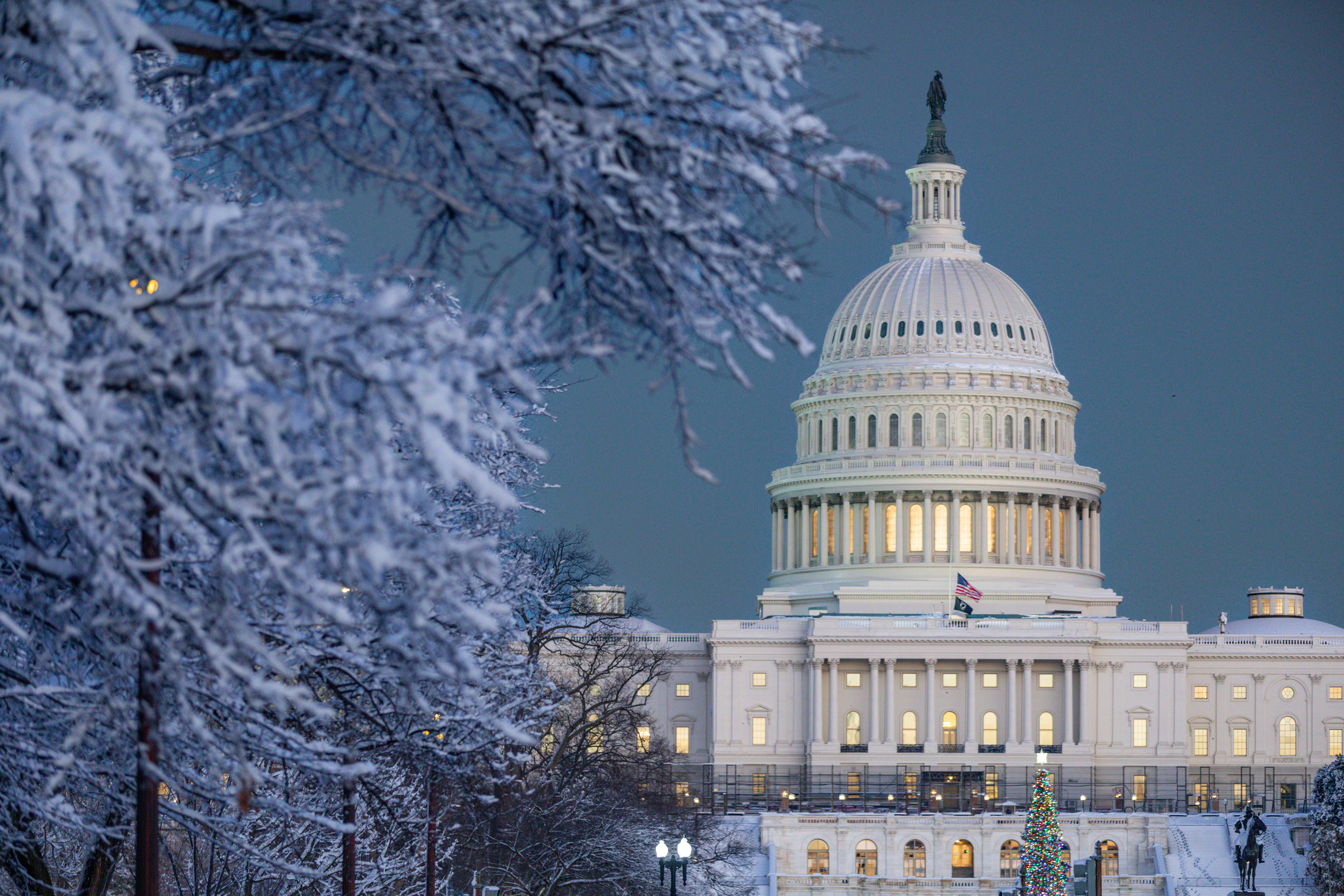 Wintery Capitol at Blue Hour