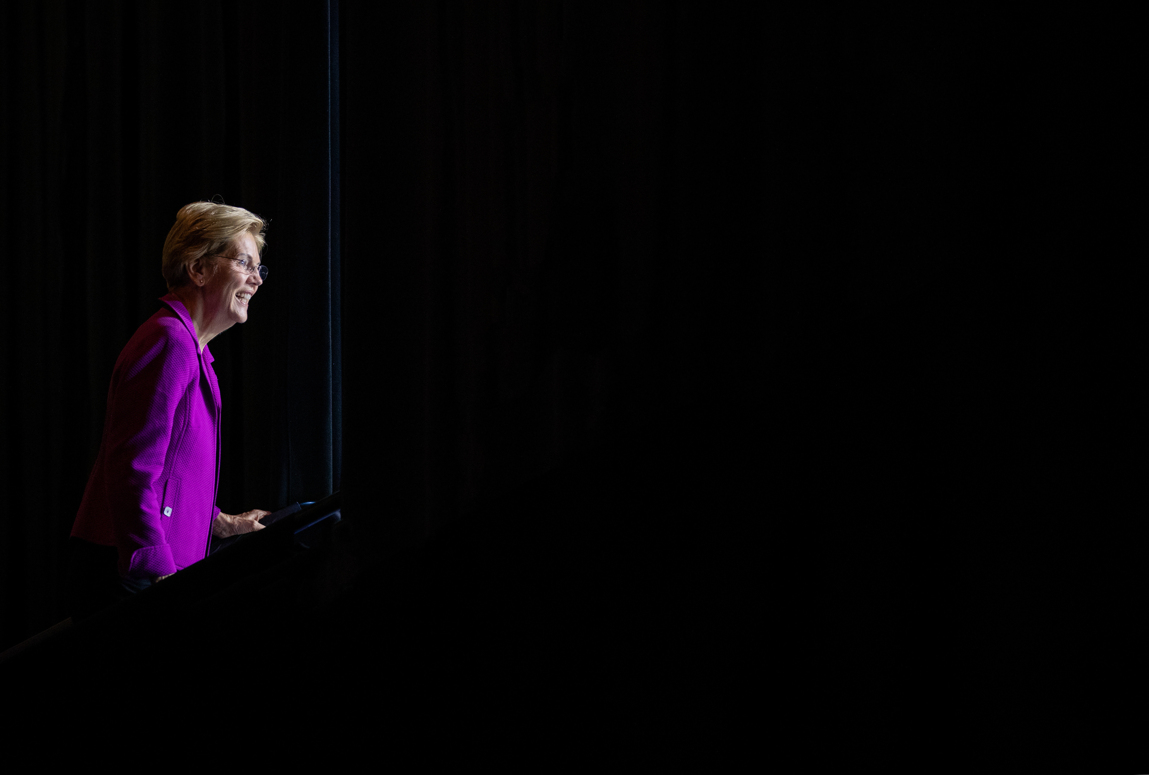 Senator Elizabeth Warren smiles as she walks on stage during the Massachusetts Democratic Convention held at the Mass Mutual Center on September 14, 2019 in Springfield, Massachusetts.