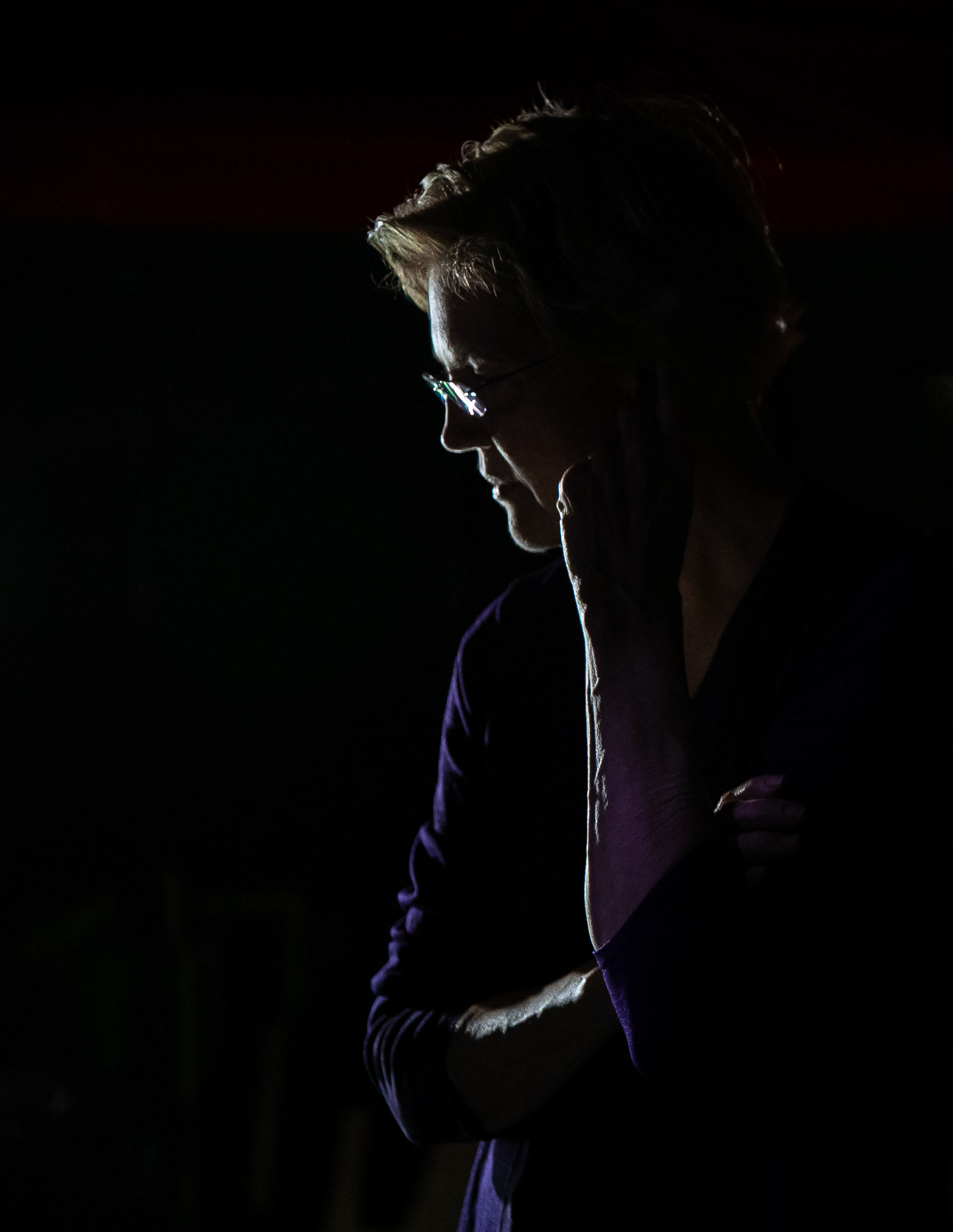 Senator Elizabeth Warren waits backstage during a campaign event on February 23, 2020 at the Fillmore Auditorium in Denver, Colorado.