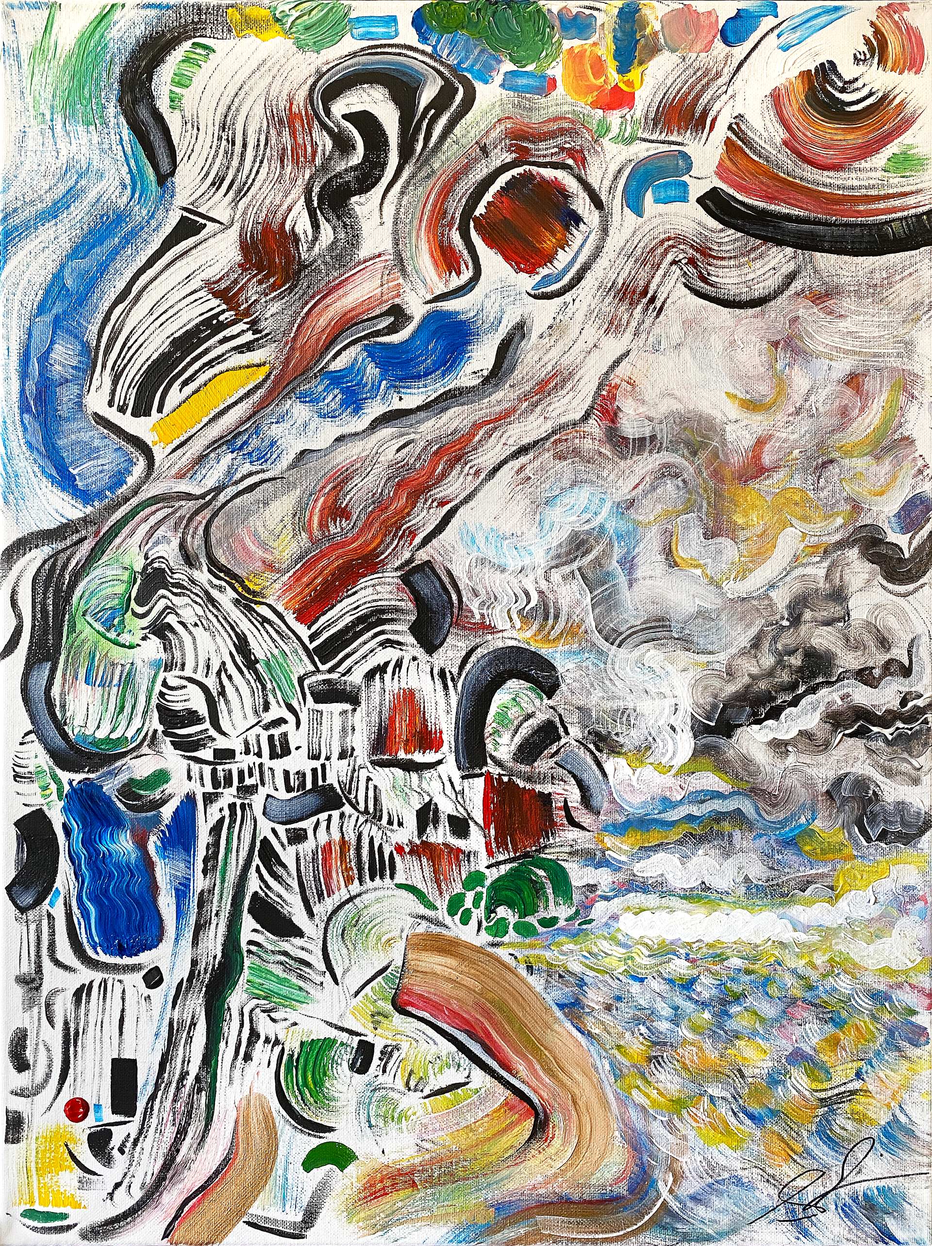 "Recursive Visions," 2021, Acrylic, 24" x 18"
