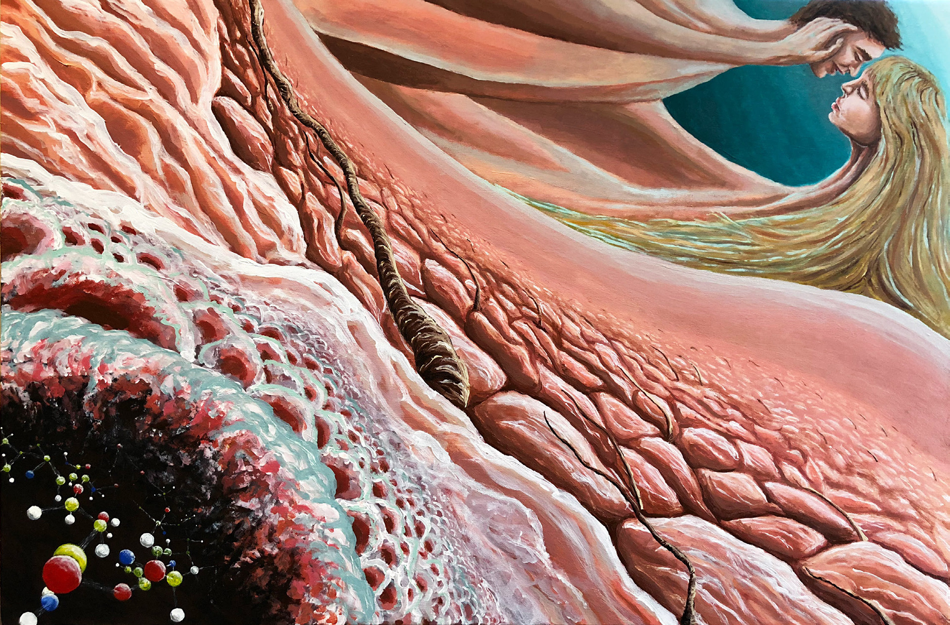 SOLD: "Oxytocin," 2018, Acrylic, 24" x 36"