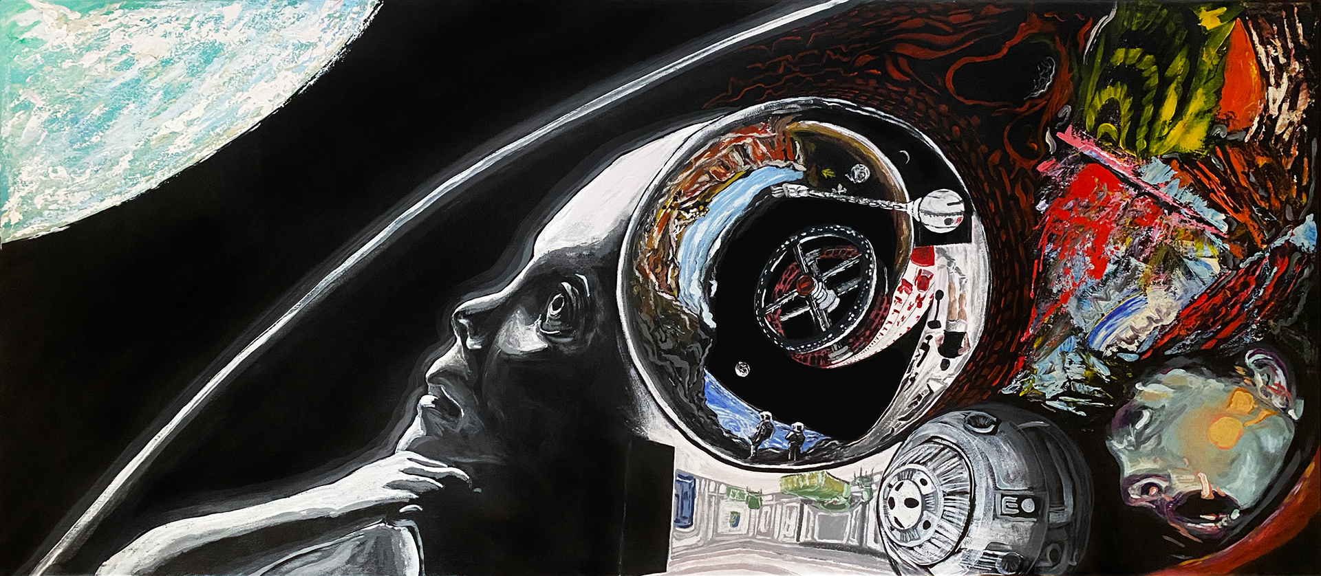 SOLD: "Also Sprach Zarathustra" (Inspired by "2001: A Space Odyssey"), 2020, Acrylic, 48.75" x 21.75"