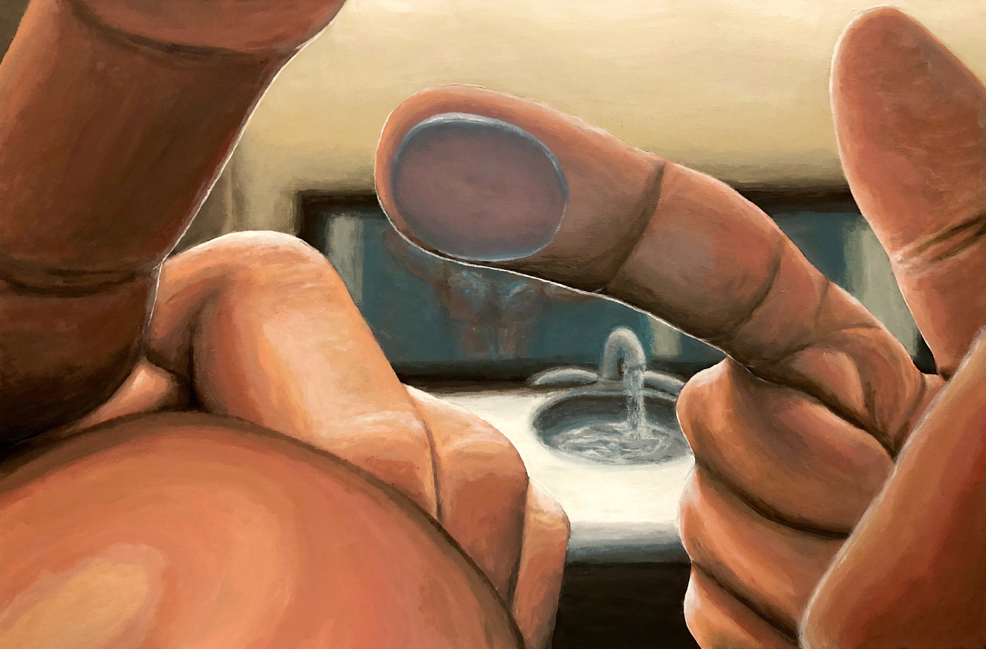 "-1.75 in the right, -2.25 in the left," 2018, Acrylic, 24" x 36"