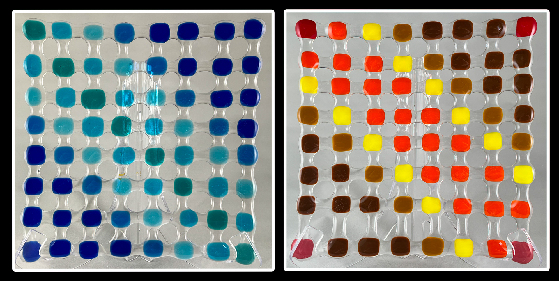In February 2024, I took another 3 hour workshop at The Craft Guild of Dallas.  During this workshop, I created the two rainbow plates shown here.