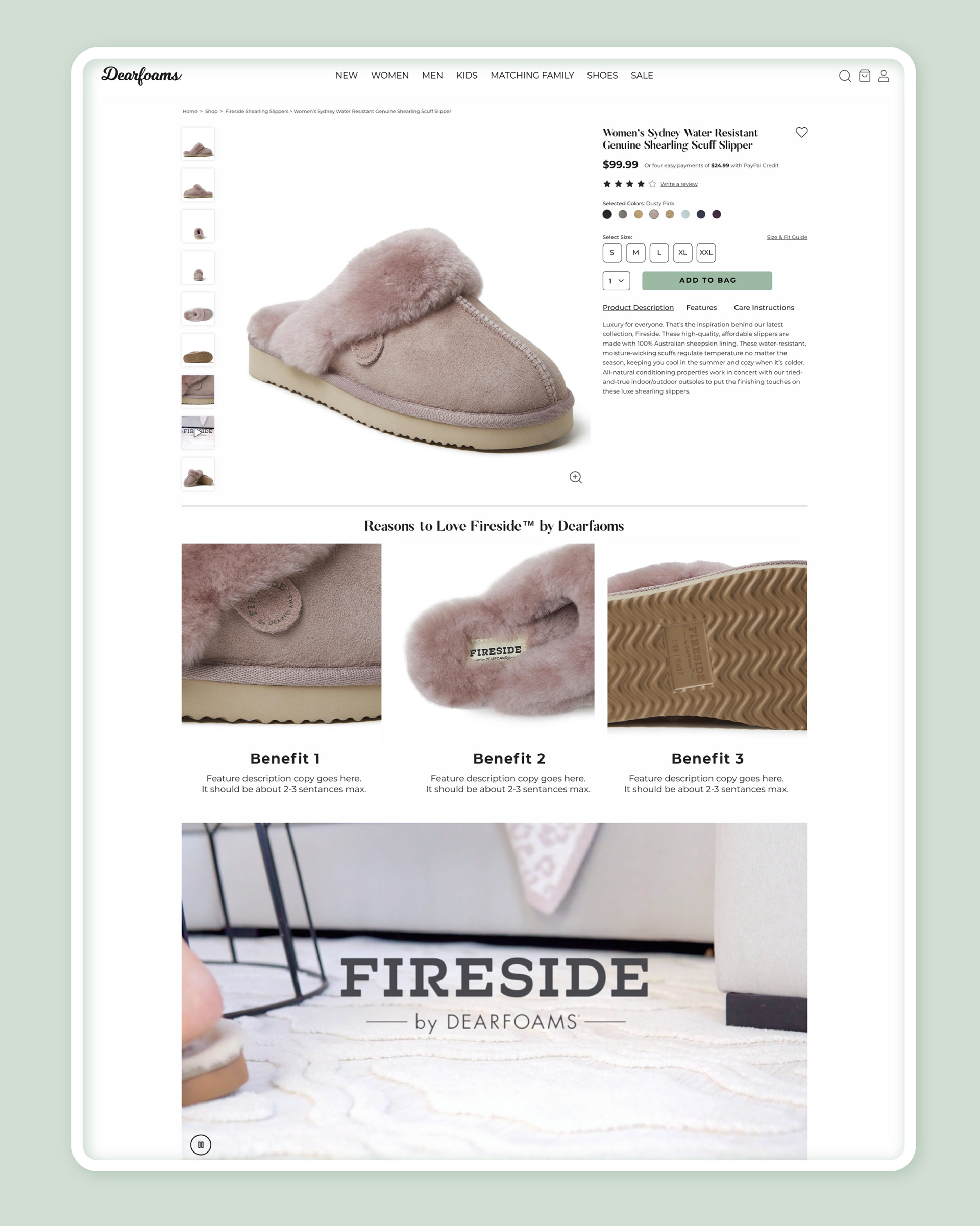 Full product page desktop mockup