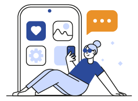 ilustración conceptual de creación de piezas gráficas para redes sociales