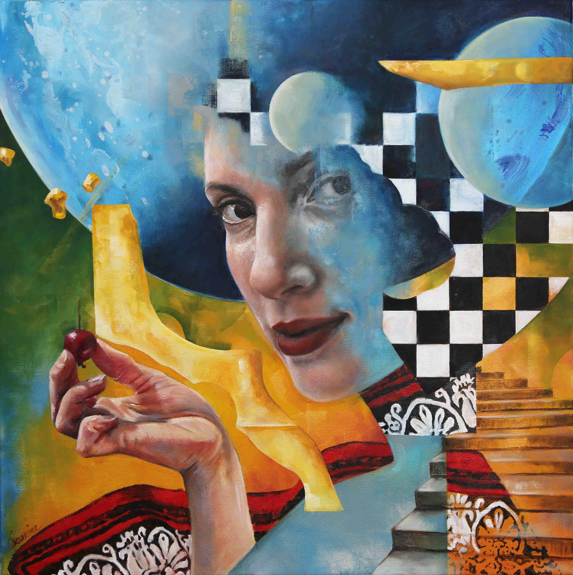 Rajskie jabłko. 70x70. Olej na płótnie.