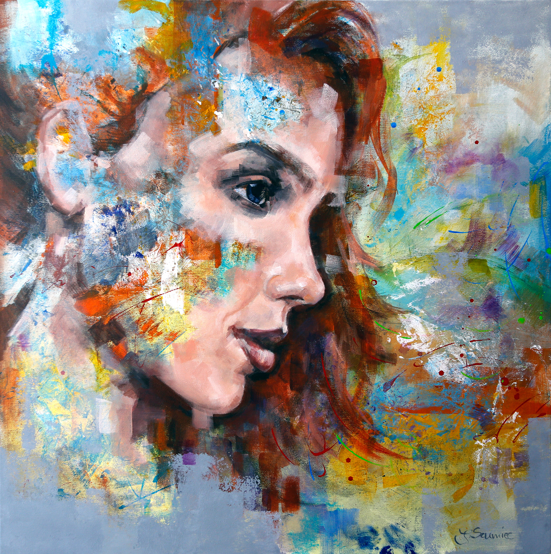 Dźwięki. 70x70. Akryle i tusze na płótnie.