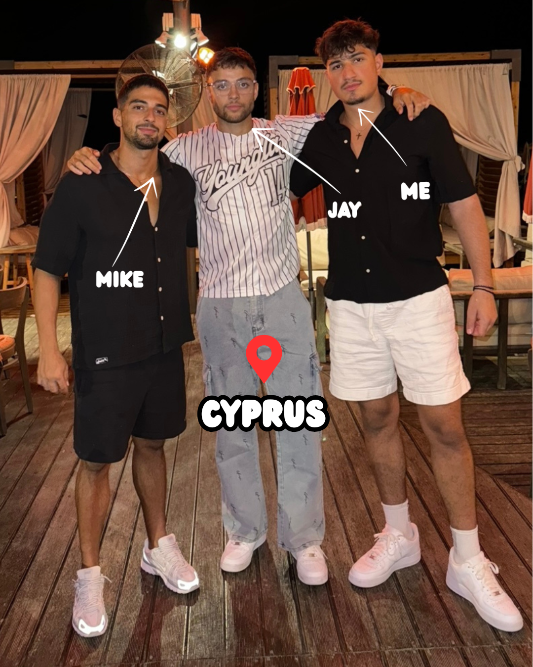 Me, Jay, Mike on a content trip in Cyprus 2024