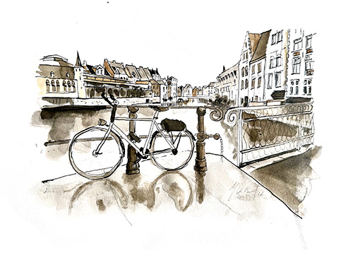 illustratie Grasbrug Gent