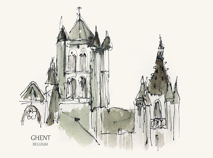 Gent Sint Niklaaskerk en het Sint Baafs