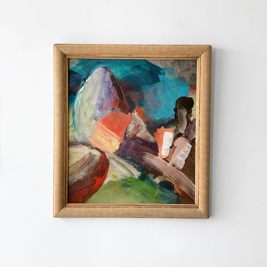 Land(E)scape - Linen canvas with vintage wooden frame, 45/50cm
