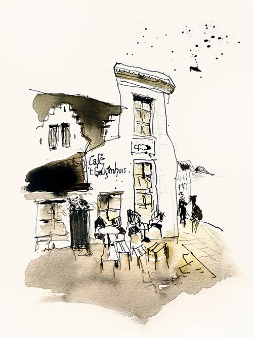 inktschets - 't Galgenhuisje, Groentenmarkt Gent