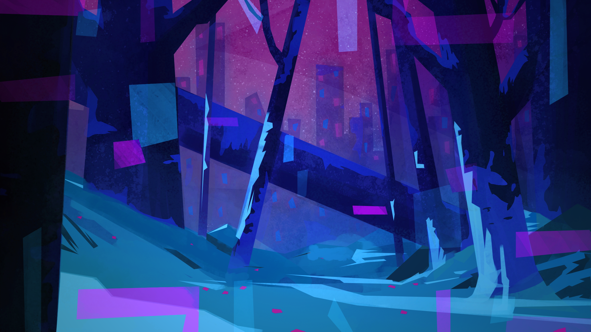 Magic environment reimagined as cyberpunk for visual development