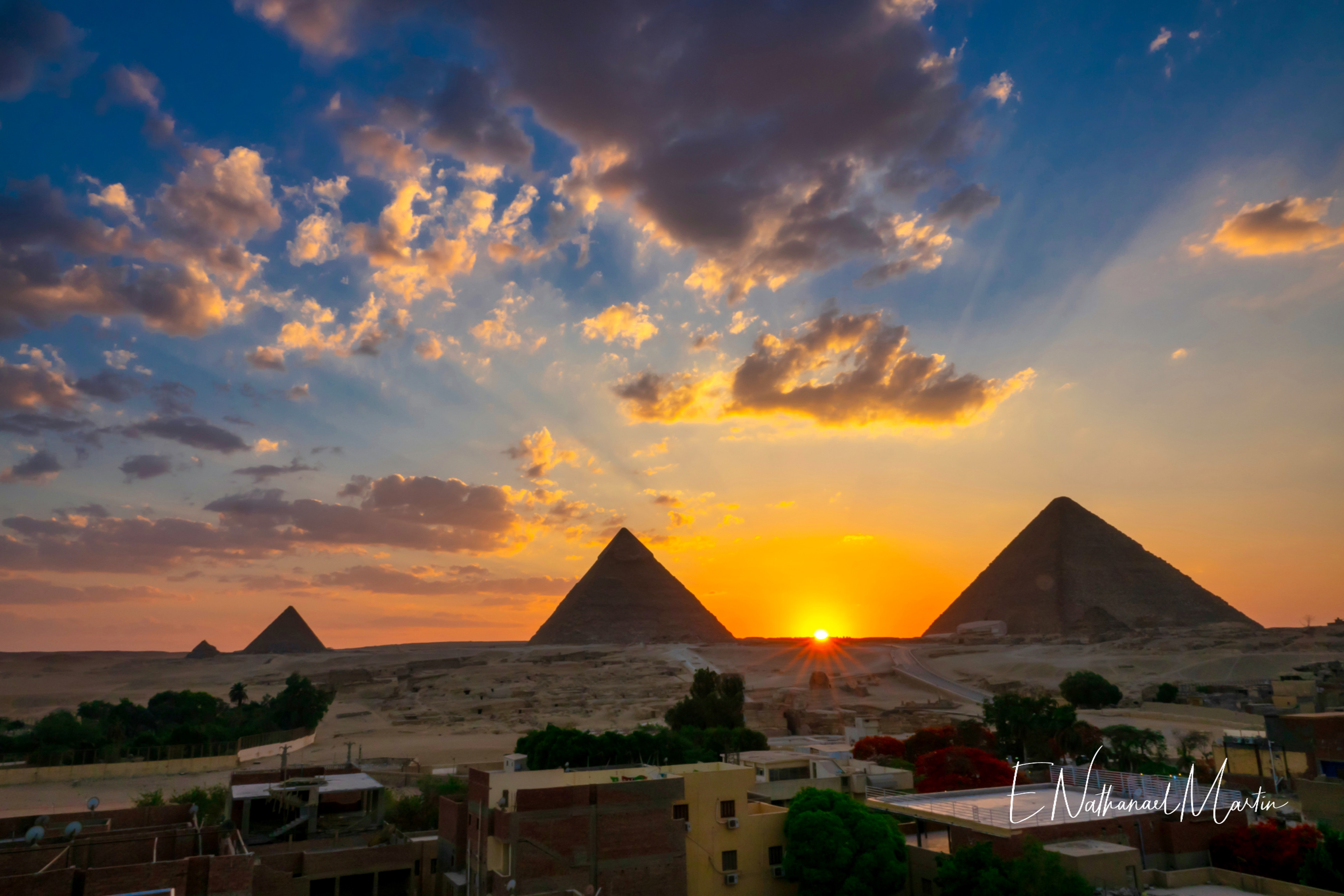 Sunset over Giza Pyramids, 2,500BC. 