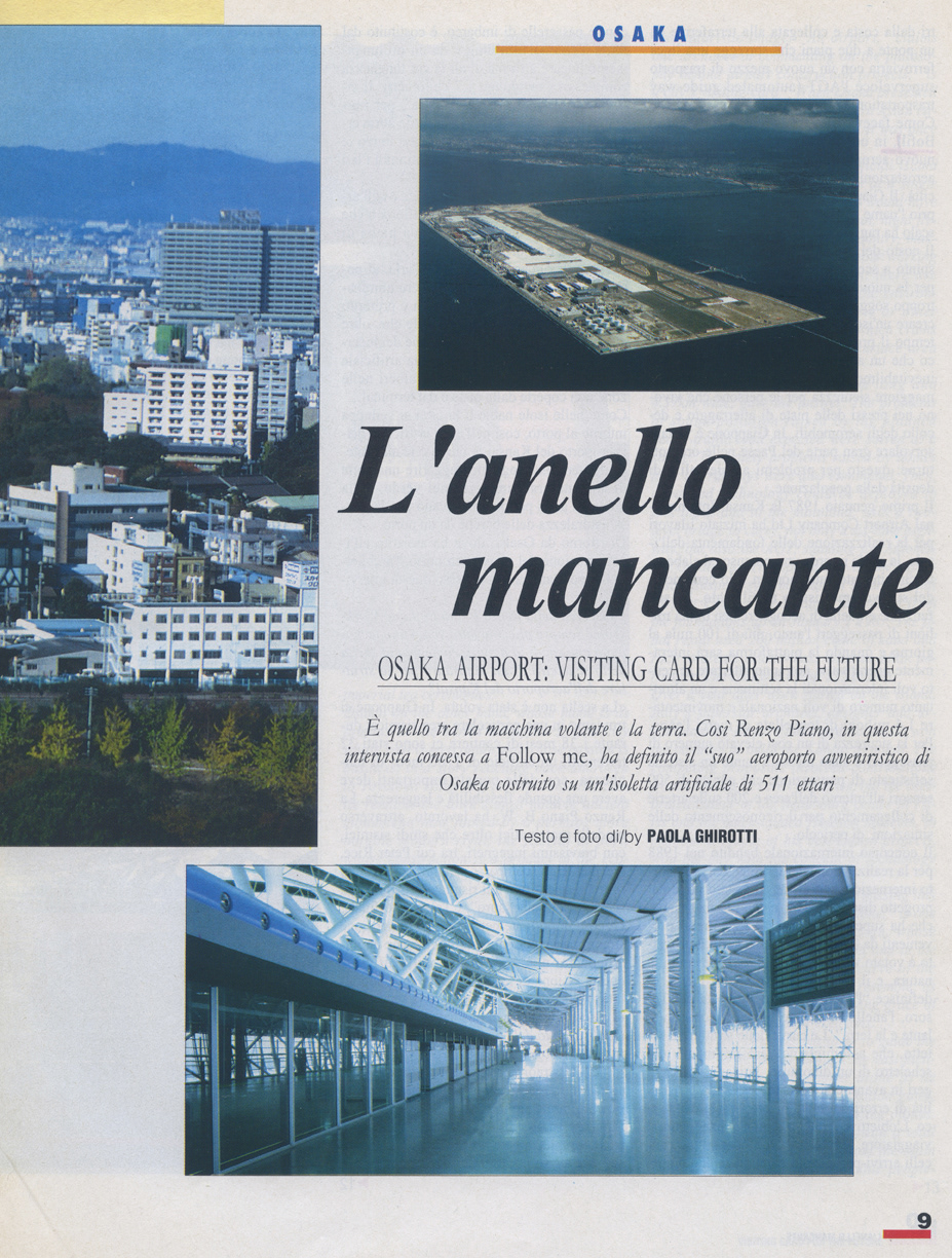 Follow me numero 52, ottobre 1994 Osaka Airport: visiting card for the future  reportage and interview by Paola Ghirotti パオラ・ギロッティ