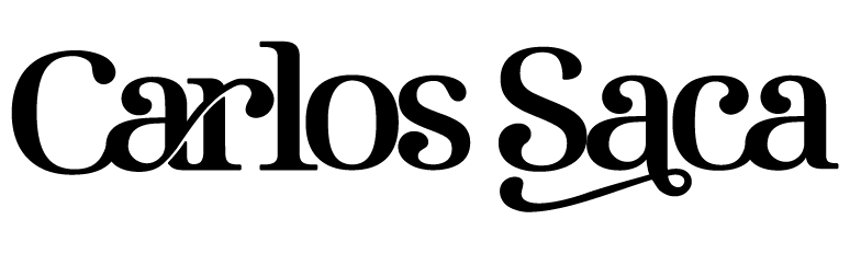 Logotipo de Carlos Saca, diseñador gráfico y videógrafo. Marca personal de Carlos Saka, especializada en fotografía, videografía, diseño gráfico y desarrollo web.