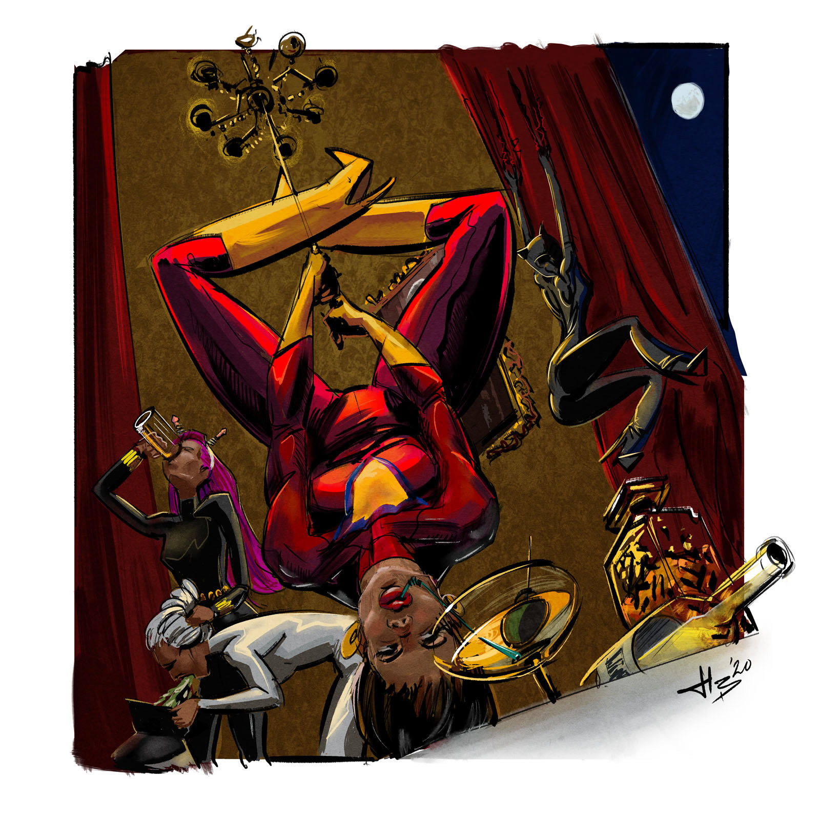Hilbrand Bos illustration artist portfolio - Superheroine Bachelorette Party
