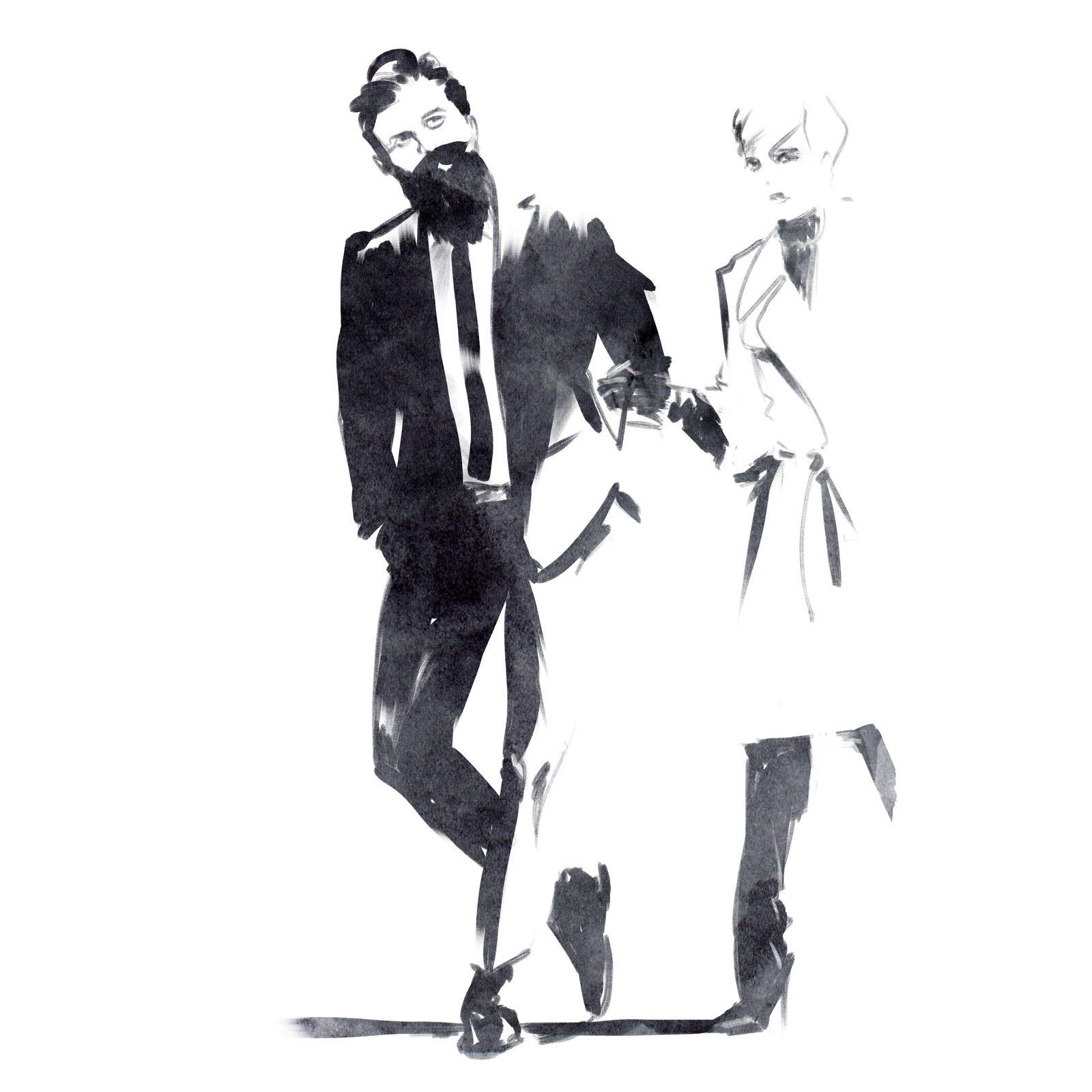 fashion illustration of an elegant couple