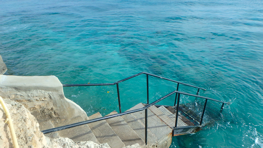Stairs to Bari Reef in front of The Blue Zone