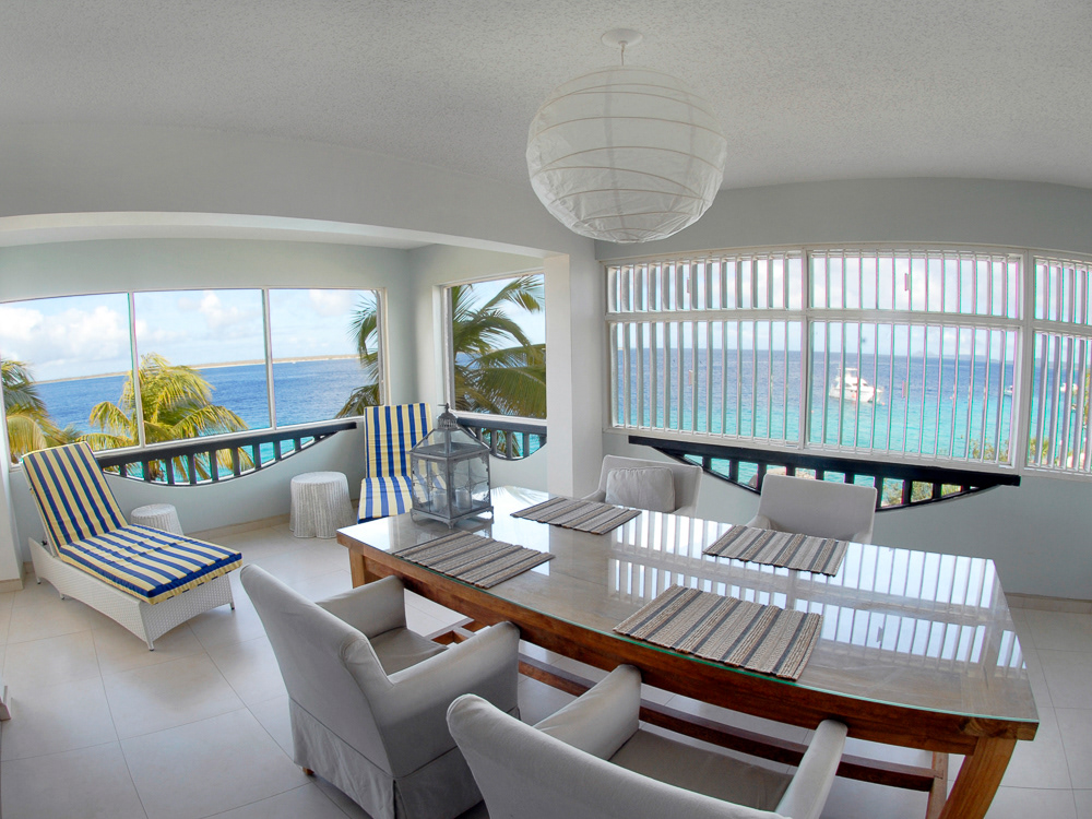 Bonaire Blue Zone Dining Area with view onto Bari Reef