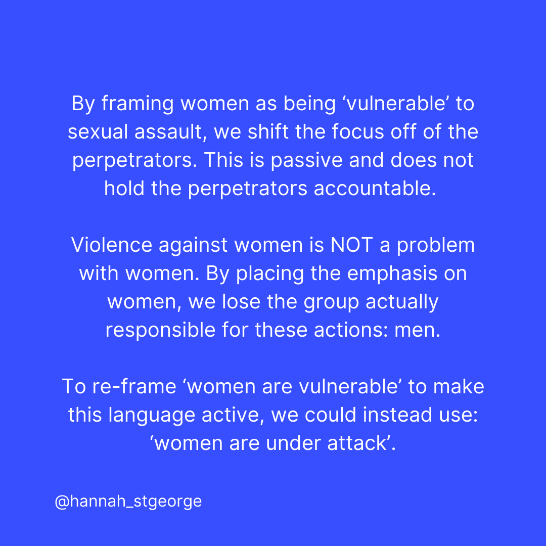 Instagram Post: 'How we talk about gender-based violence and sexual assault in the media and as a society' - Created by Hannah St. George