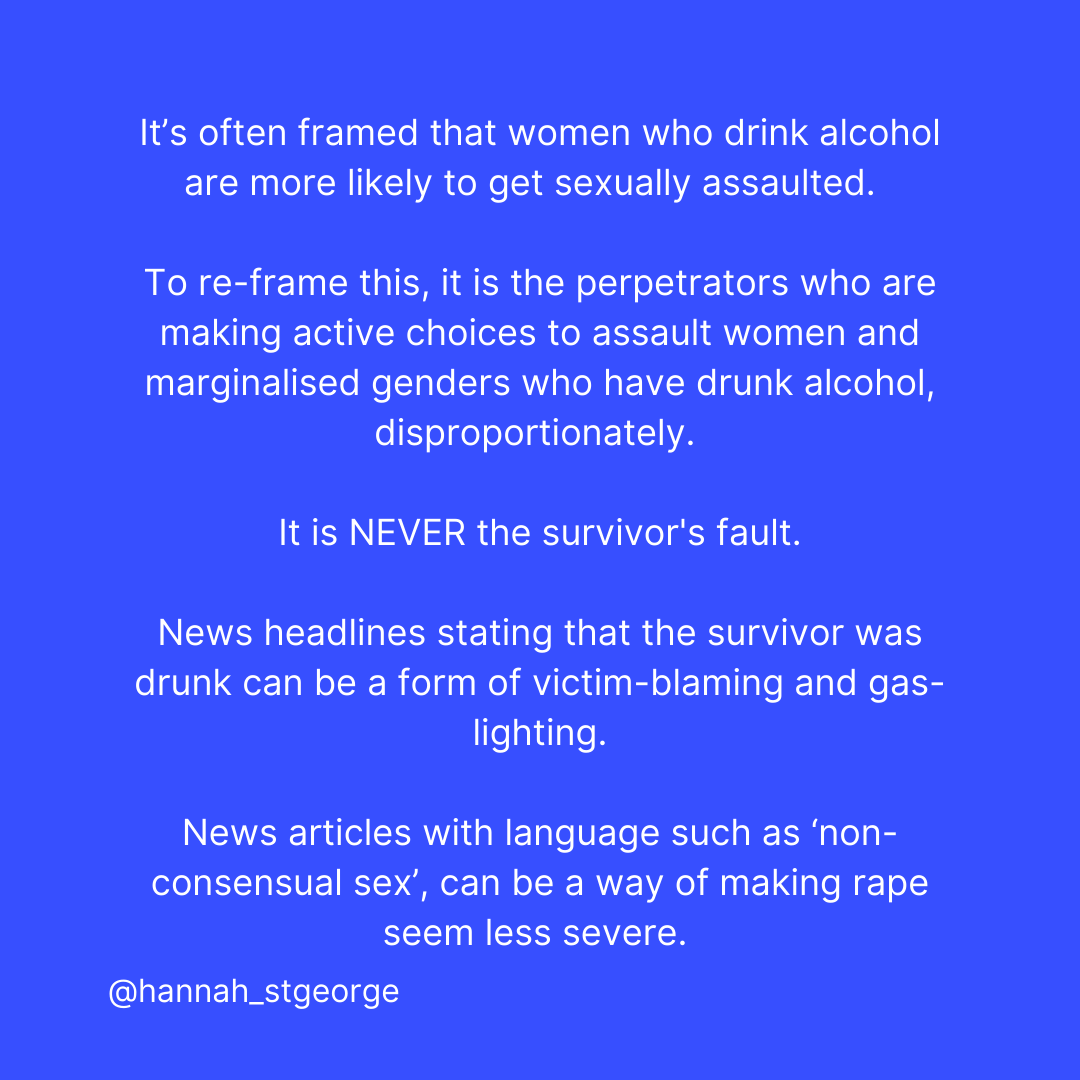 Instagram Post: 'How we talk about gender-based violence and sexual assault in the media and as a society' - Created by Hannah St. George