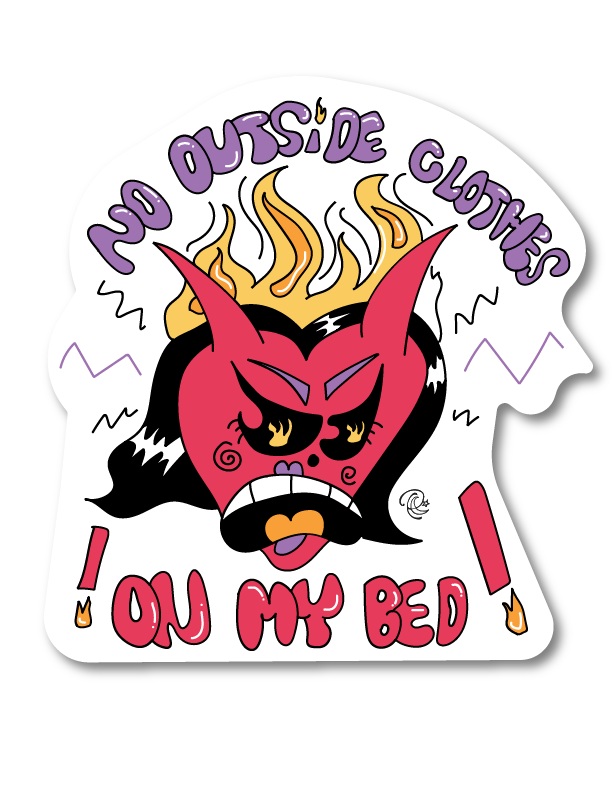 "NO OUTSIDE CLOTHES" STICKER