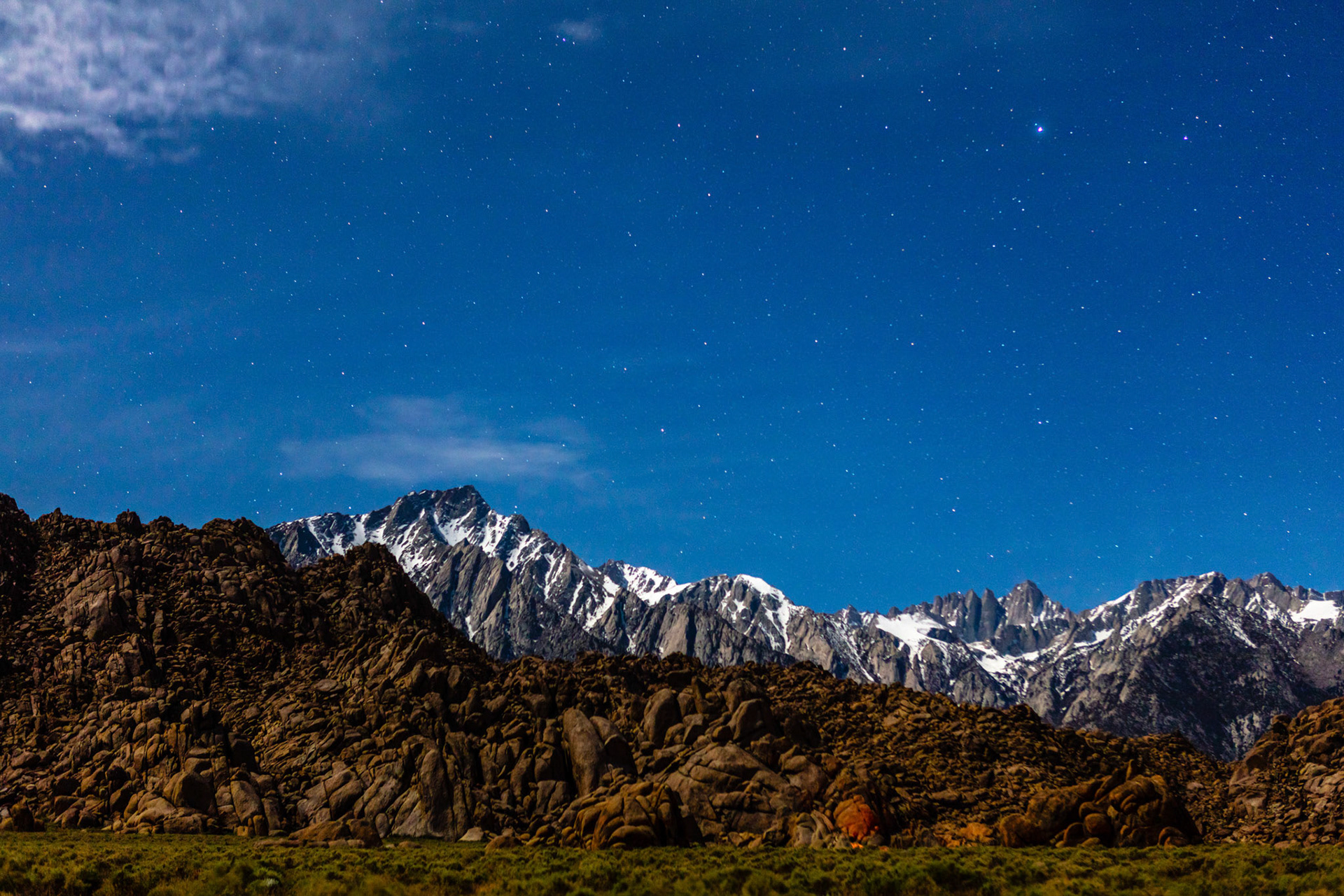 Alabama Hills and Mount Whitney by moonlight
