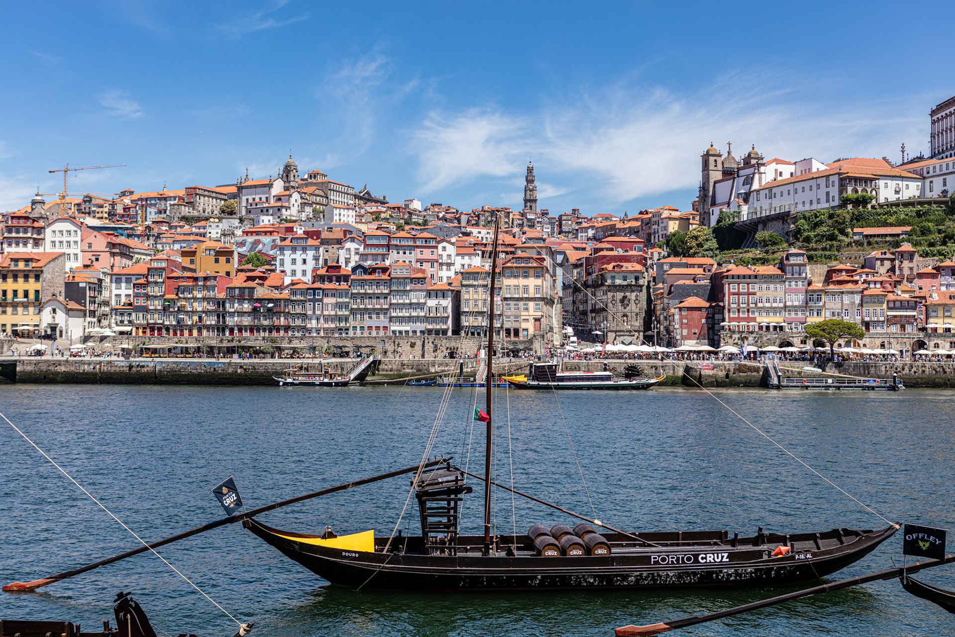 View of Porto and an Old Wine Boat