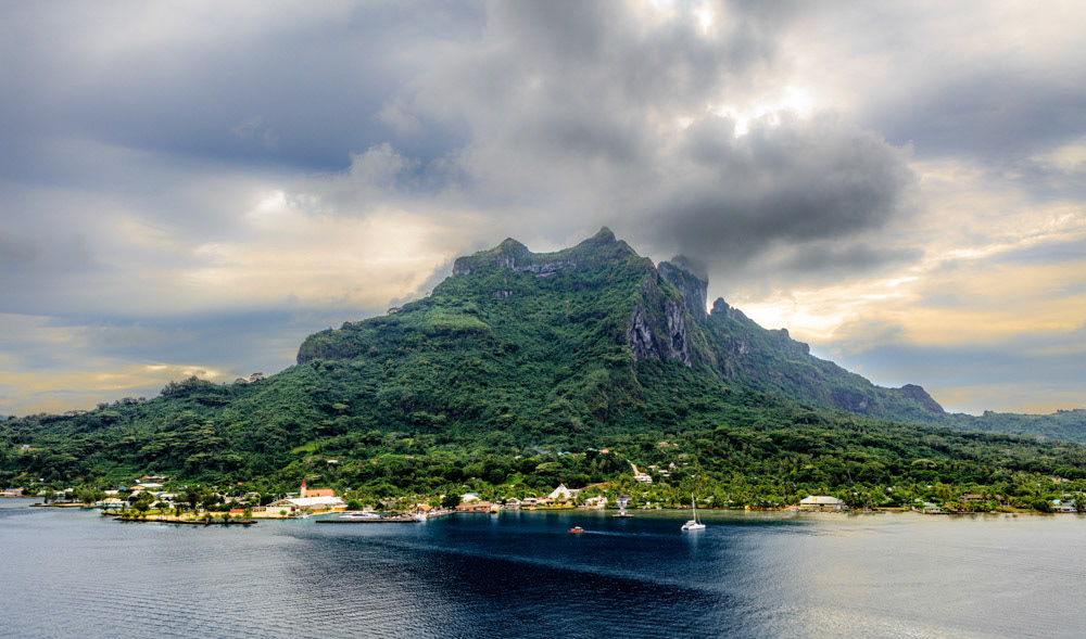 Sunrise over Bora Bora mountain