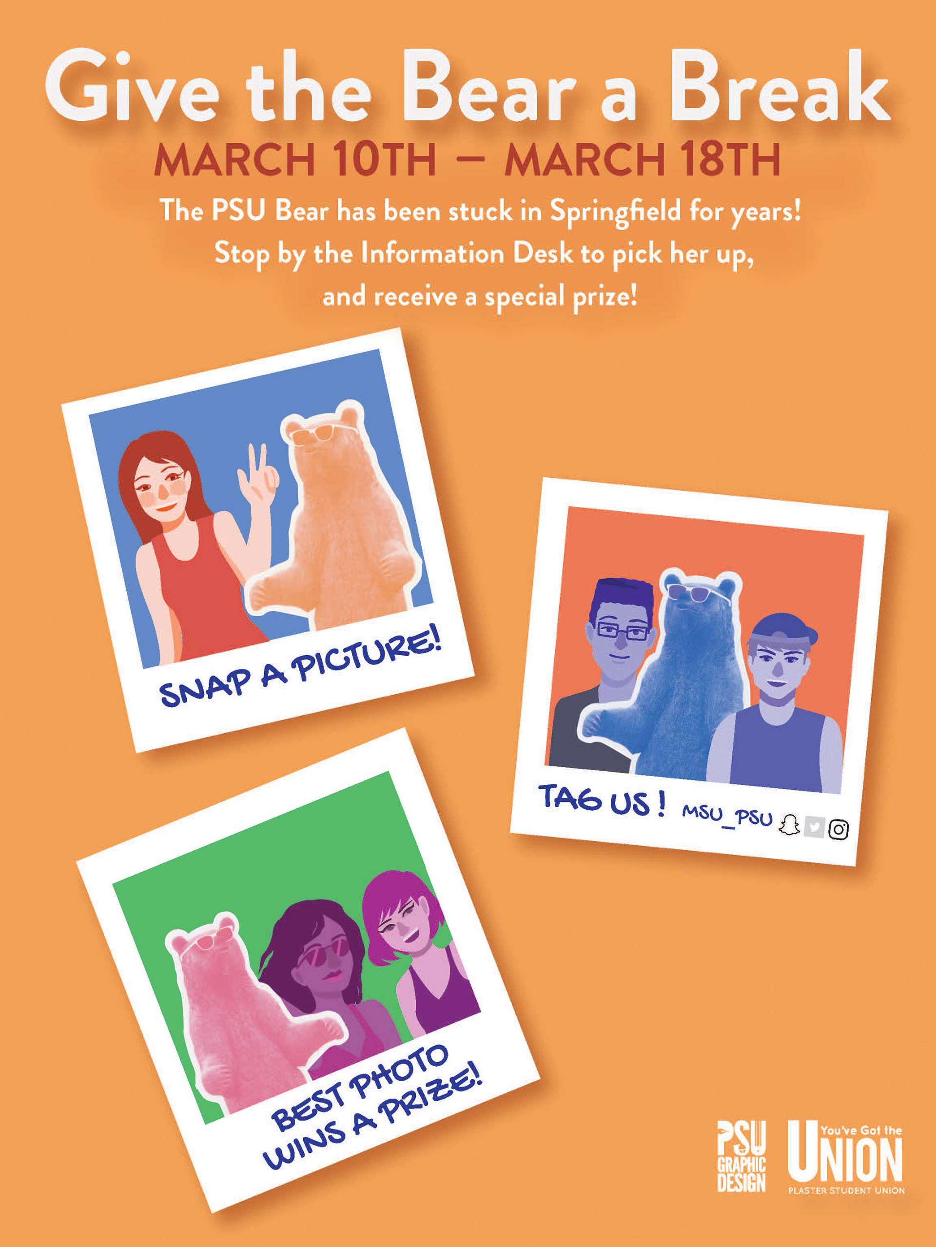 Promotional poster for a contest the Plaster Student Union ran during Spring Break.