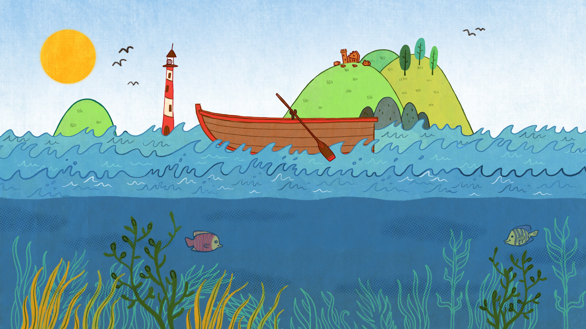 Social advertising animation background development - sea