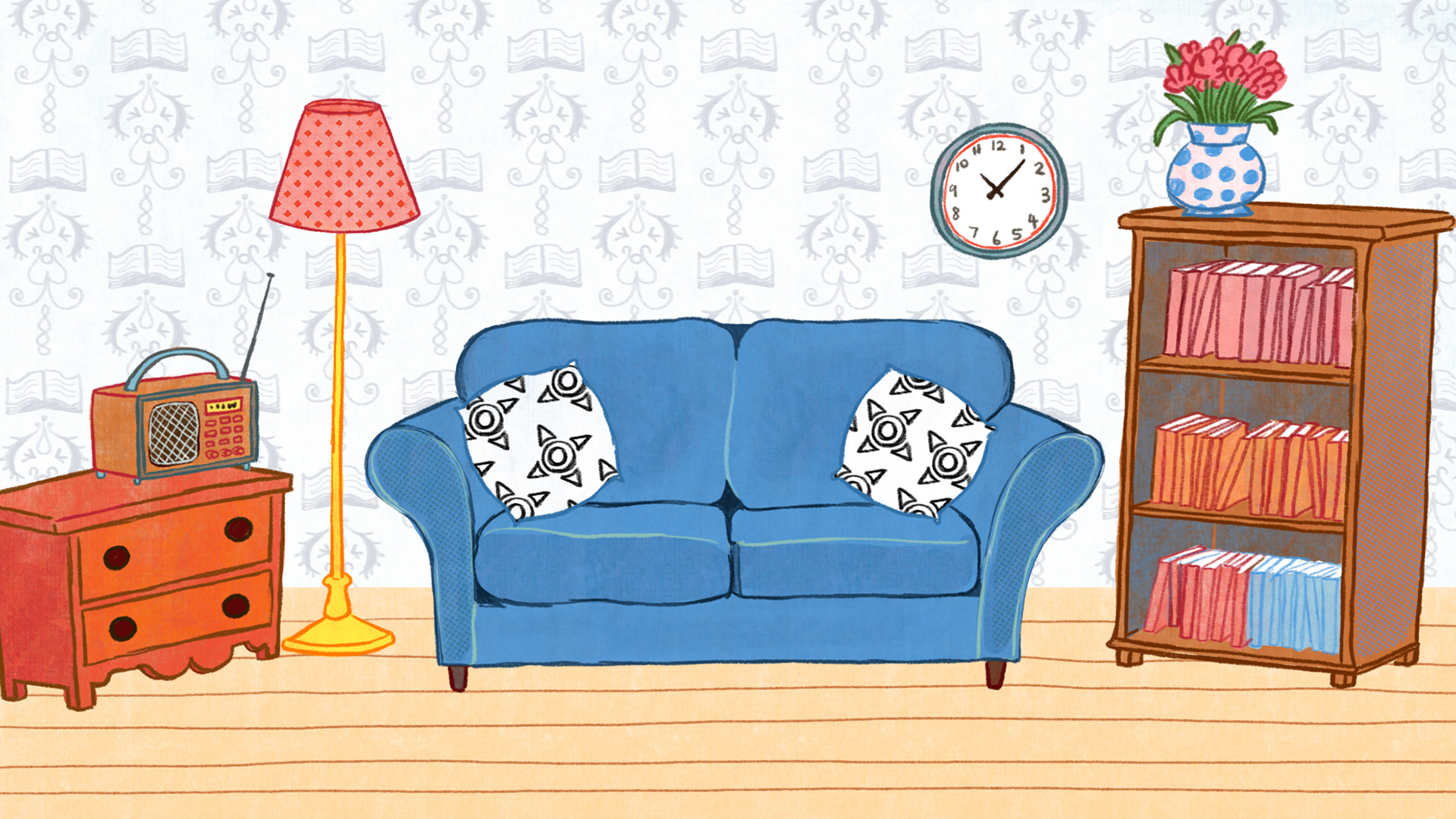 Social advertising animation background development - living room