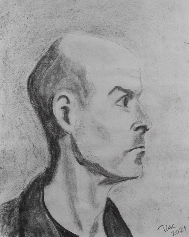 Self Portrait, Dec.16/21, charcoal, 11x14"