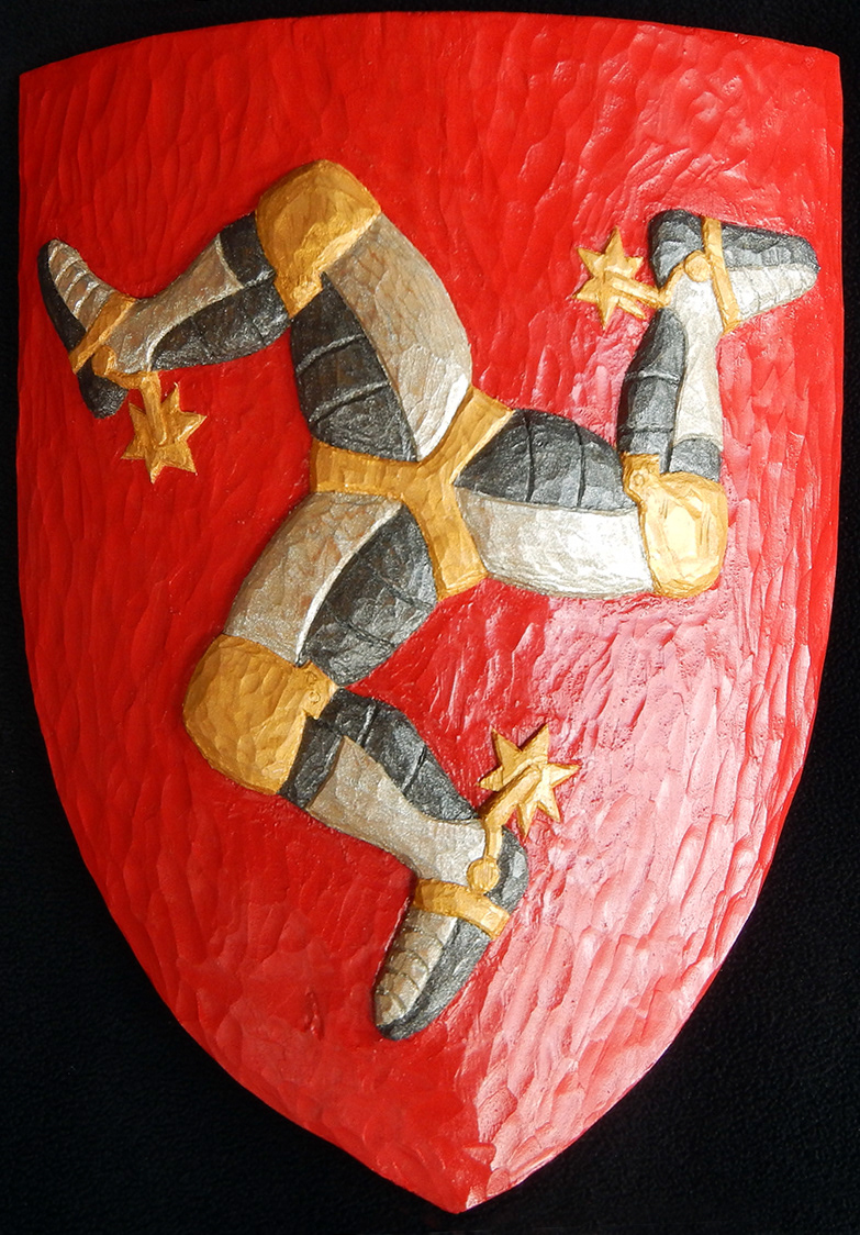 Manx Coat of Arms, white cedar and acrylic