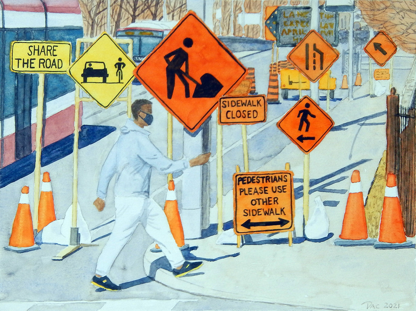 River & Gerrard, April 2021, 9x12"