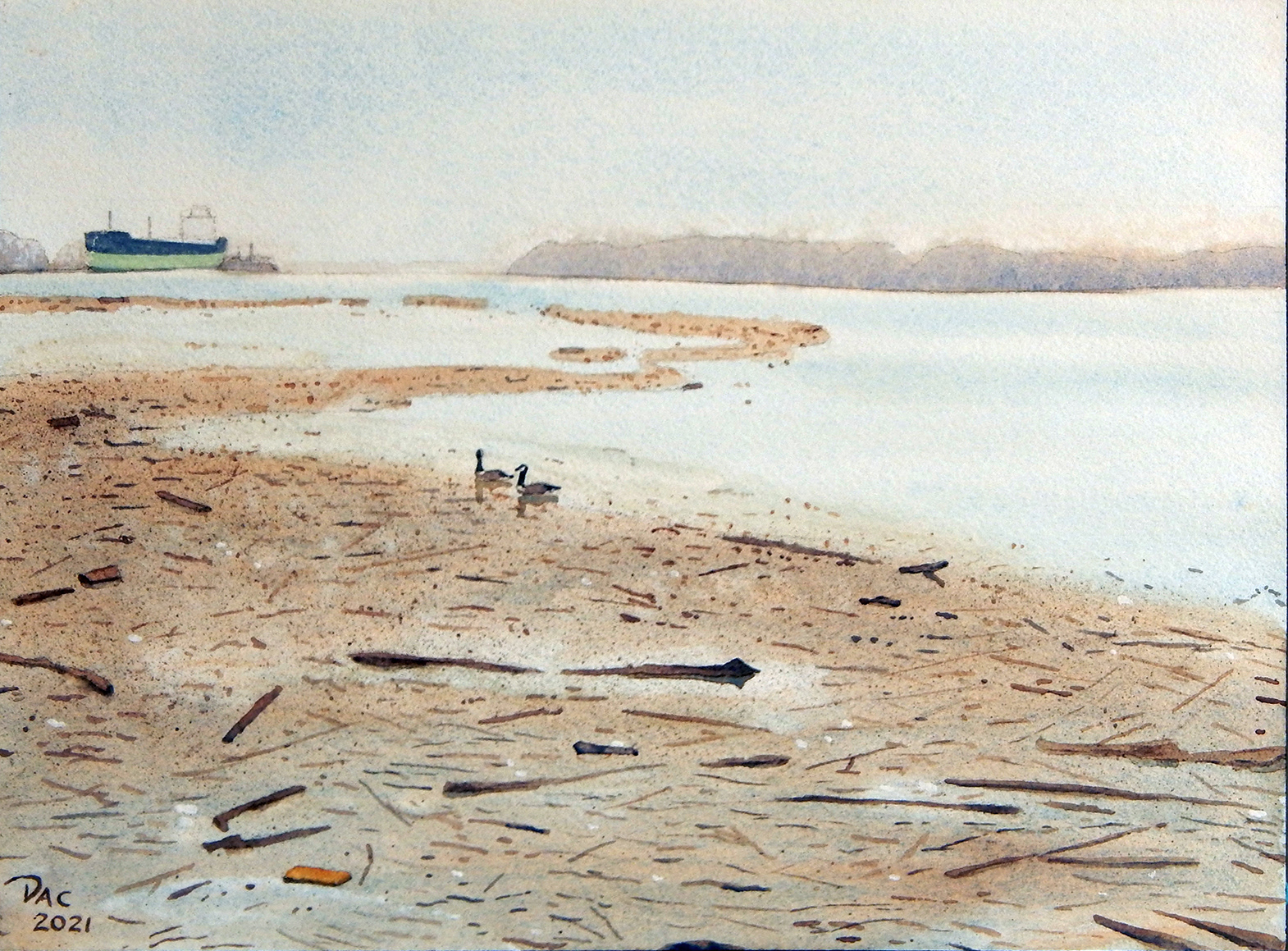 Flood Debris, Merchant's Wharf, 9x12"