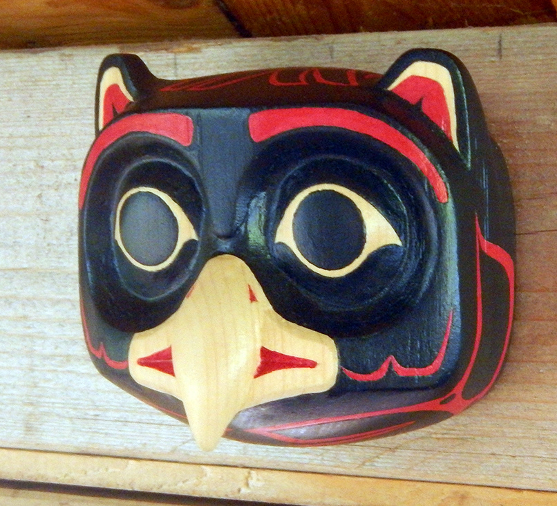 Northwest Coast-inspired Small Owl Mask, white pine