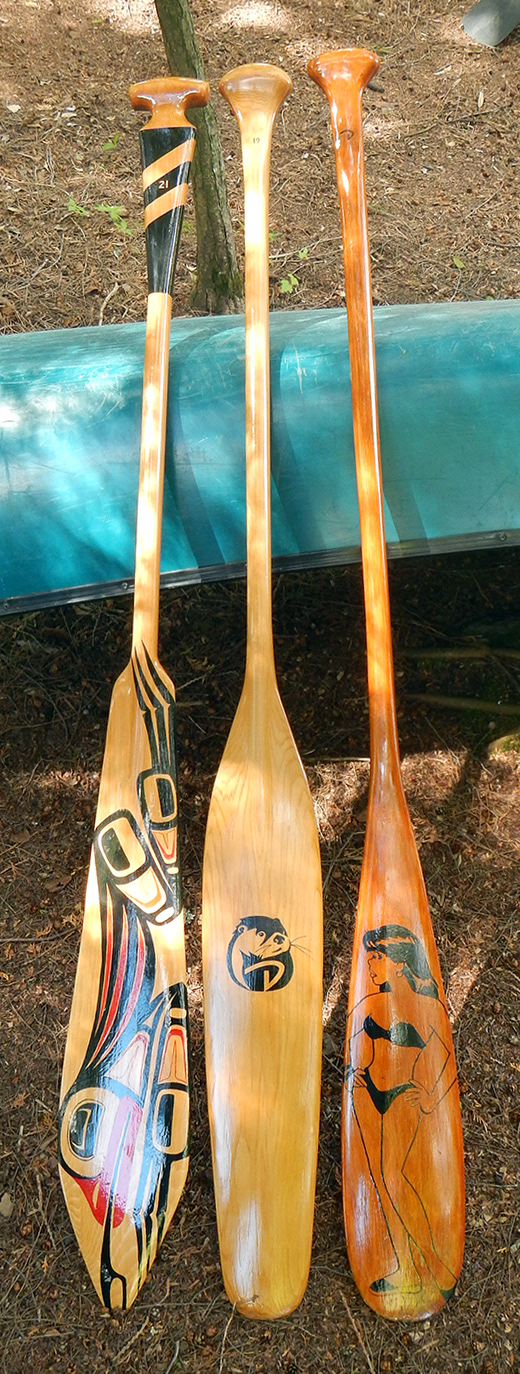 Paddles in red cedar, white cedar, and red pine