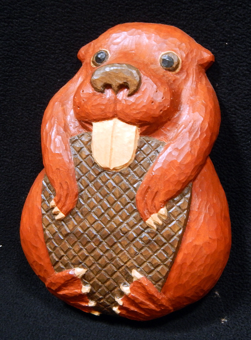 Beaver Plaque, white pine and acrylic