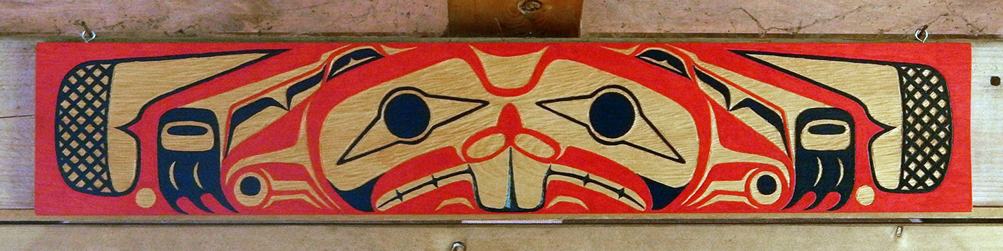 Robert Davidson-inspired Split Beaver Plaque, white pine and acrylic