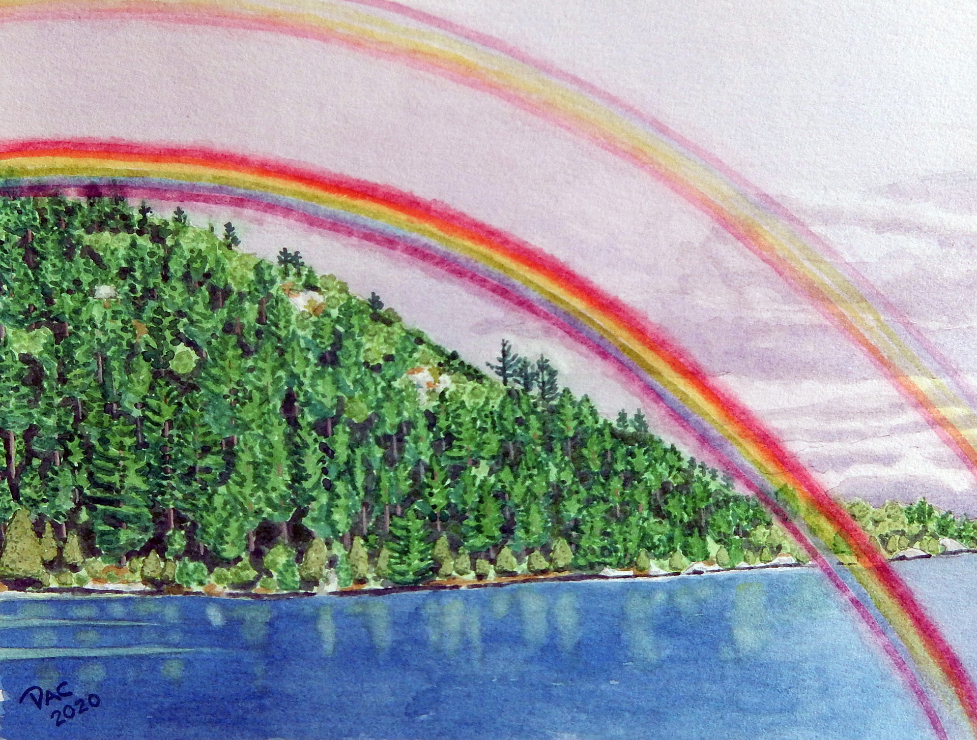 Double Rainbow, Lac McArthur, 9x12"
