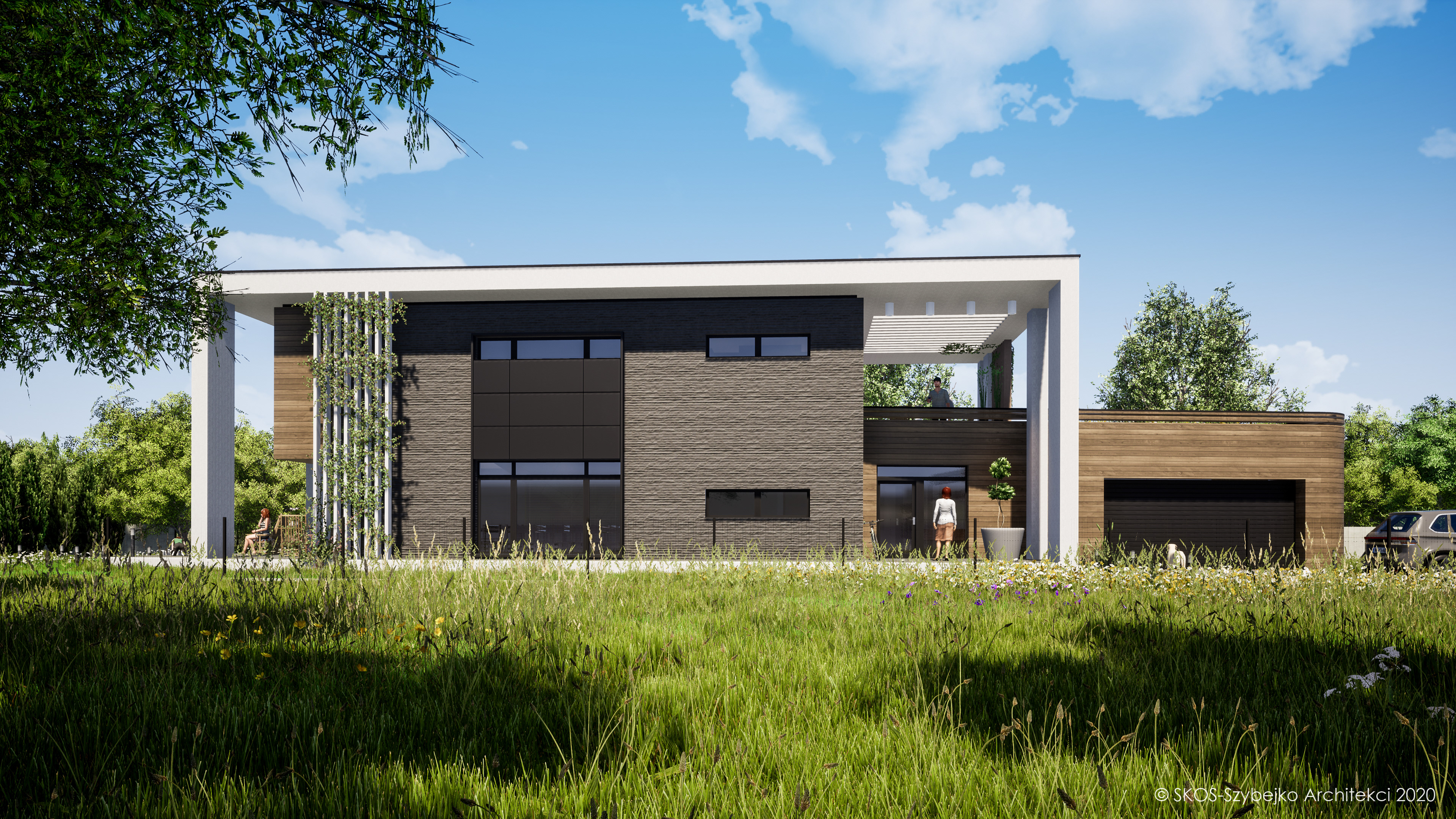 Nowoczesny dom jednorodzinny z płaskim dachem na wąskiej działce