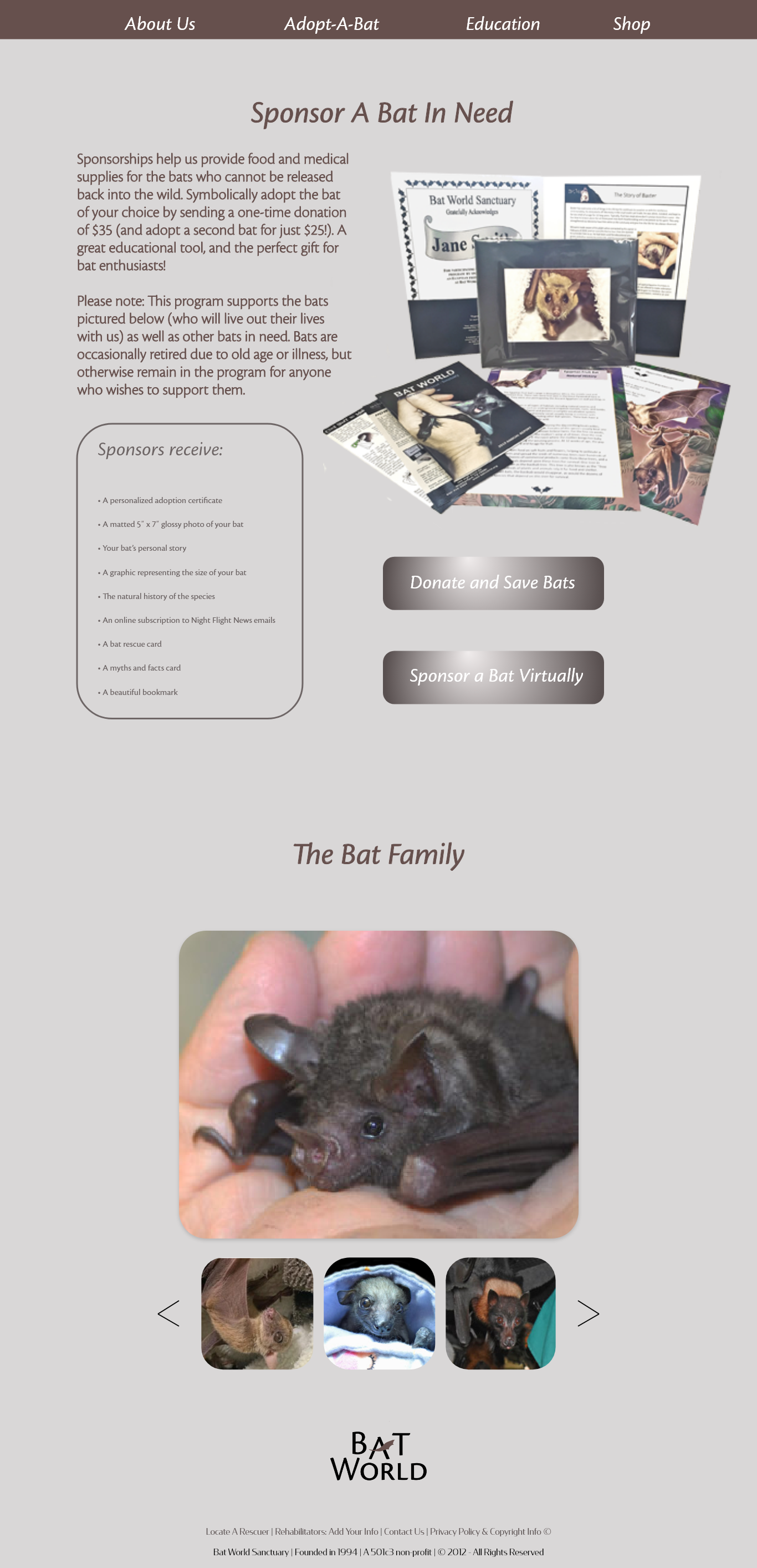 Bat World Sponsor page