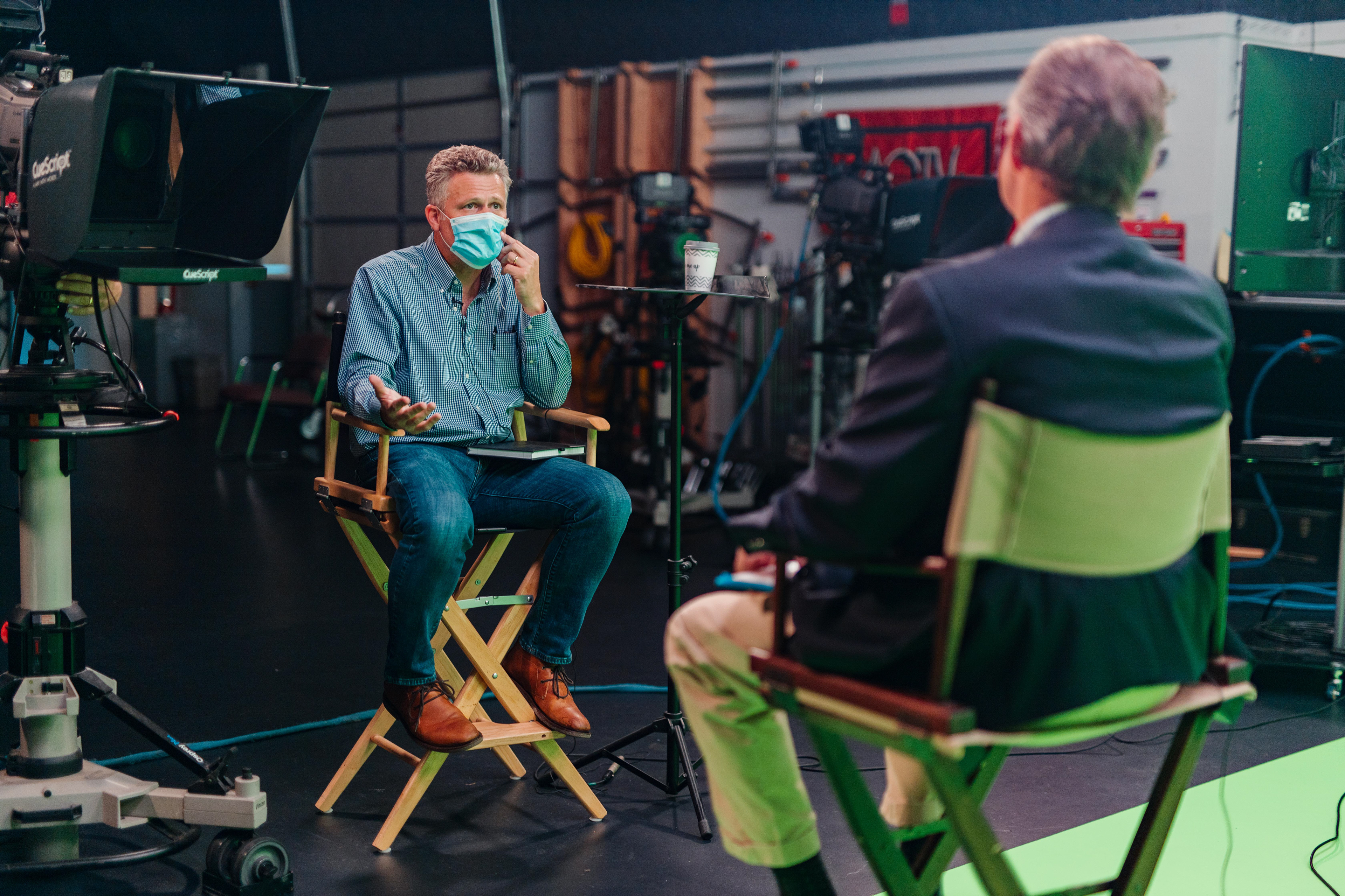 My professor (Jack) interviews another professor for a documentary they're making.