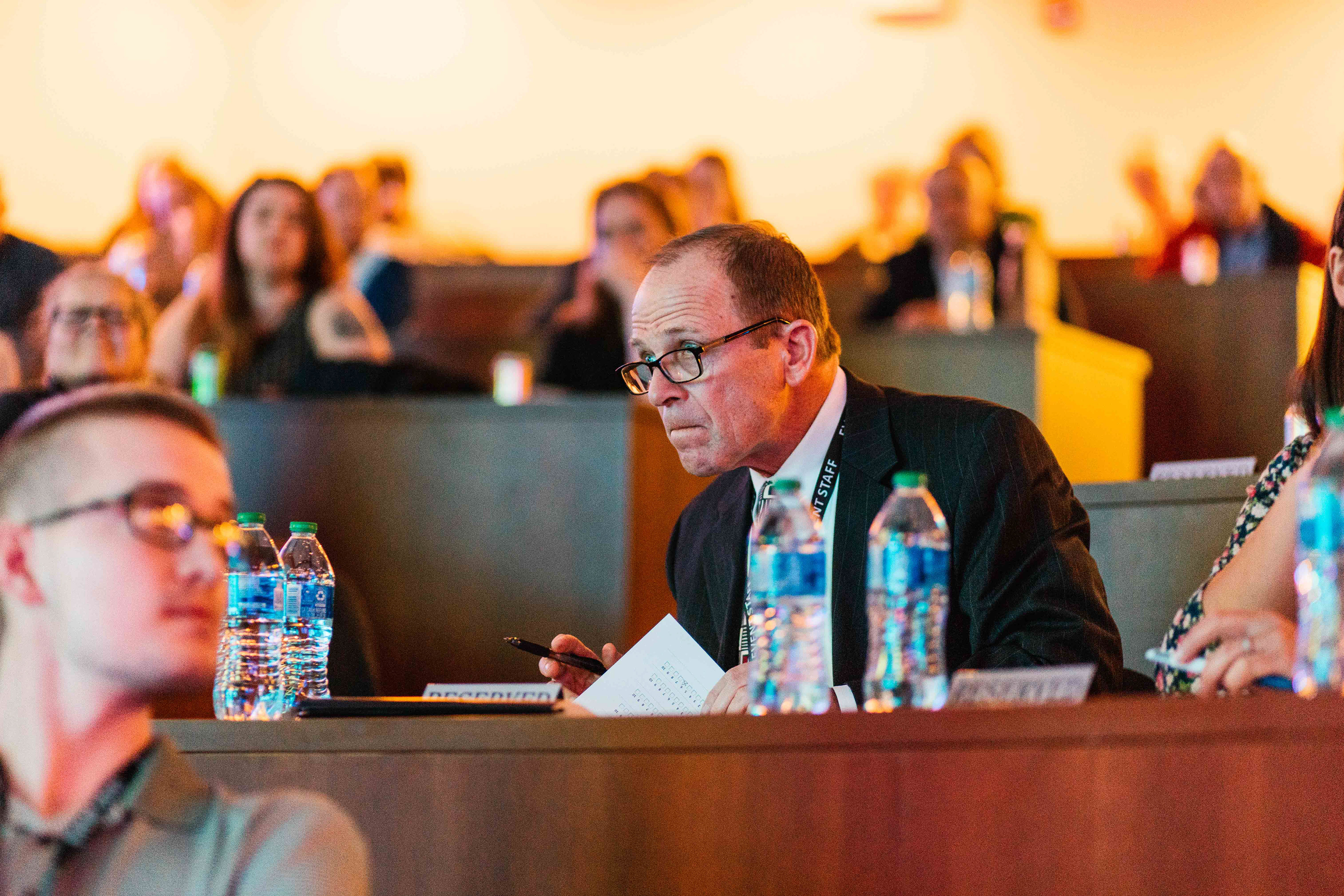 The judges ask questions in a short Q&A period.
