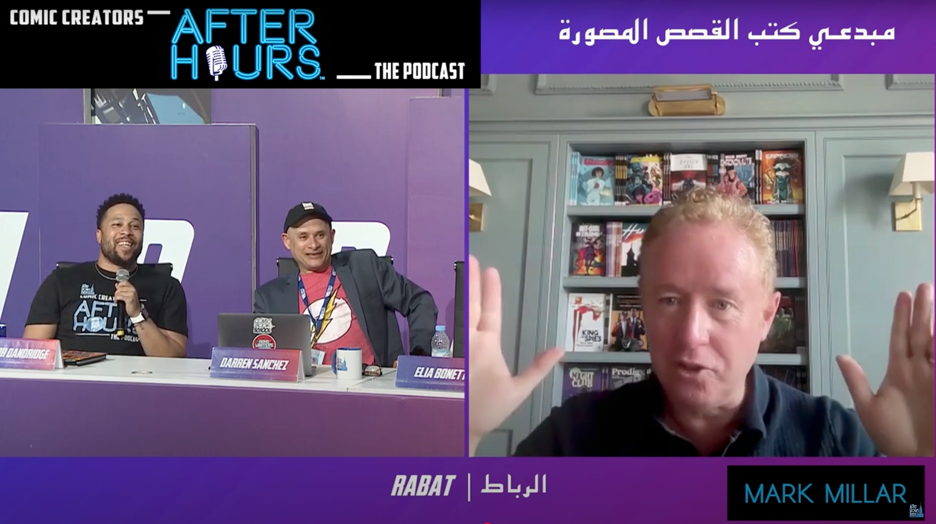 Darren and Victor, hosting the podcast with guest, Mark Millar.